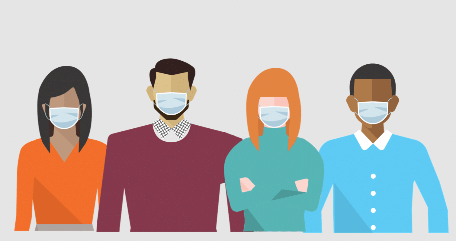 Back to Work 4 Employees wearing a face mask